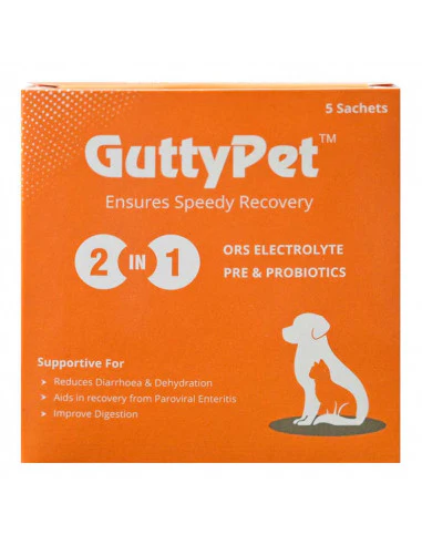 Gutty Pet Oral Rehydration Sachet for Pets – ORS Electrolyte Pre Probiotic for Dogs & Cats Gutty Pet Oral Rehydration Sachet for Pets